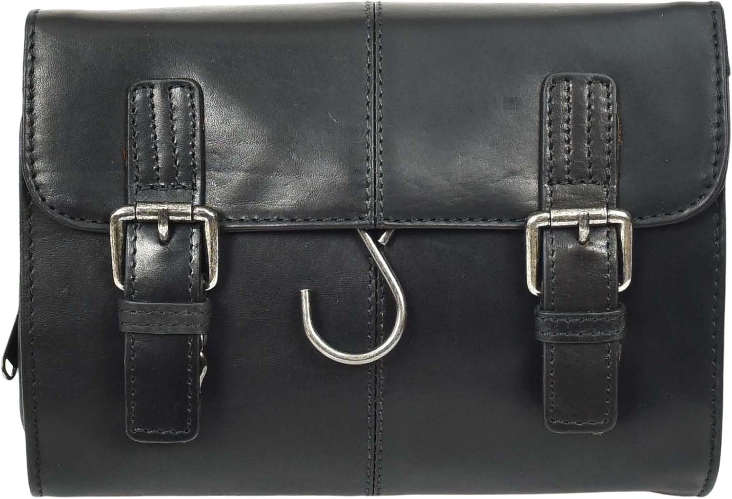 Real Leather Hanging Toiletry Wash Bag for Mens Travel Shaving Kit Pouch Cruise, Black, Small, Wash Bag