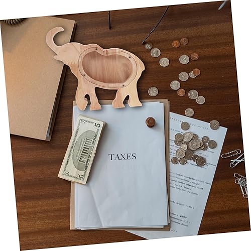Miniatura 4 de Hucha de fondo, alcancía de elefante, decoración de casa con luz para el hogar, decoración de madera, animales de madera, alcancía de madera,