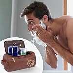 Personalized Toiletry Bag for Men, Engraved Name Initials Leather Toiletry Bag, Custom Monogram Shaving Kit Travel Bags for Groomsmen, Personalized Gifts for Christmas Birthday Dad Boyfriend Husband