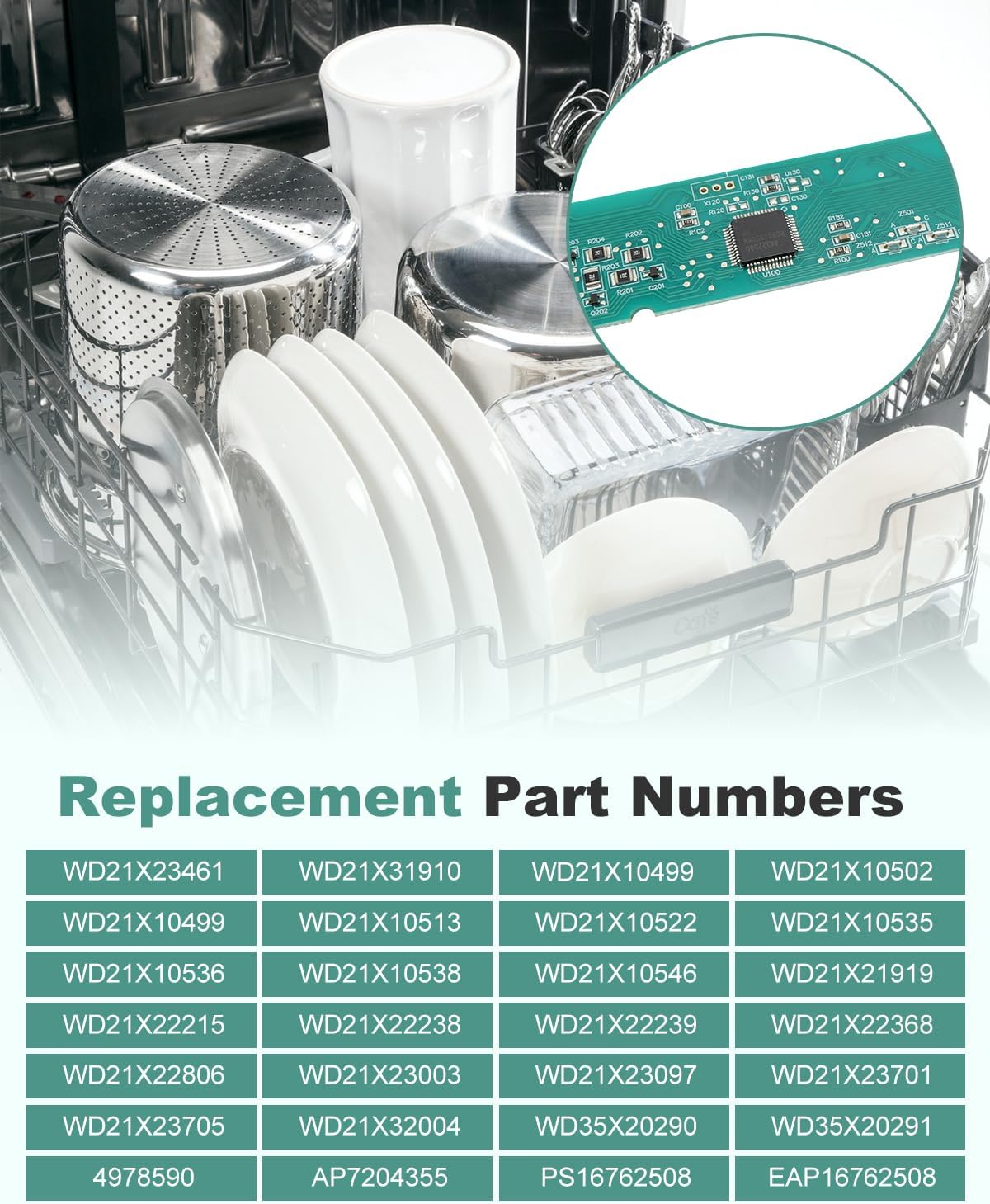 WD21X23461 WD21X31910 Dishwasher User Interface Control Board Fit for GE Dishwasher User Interface Assembly, Replace WD21X10499 WD21X10502 WD21X10503 AP7204355