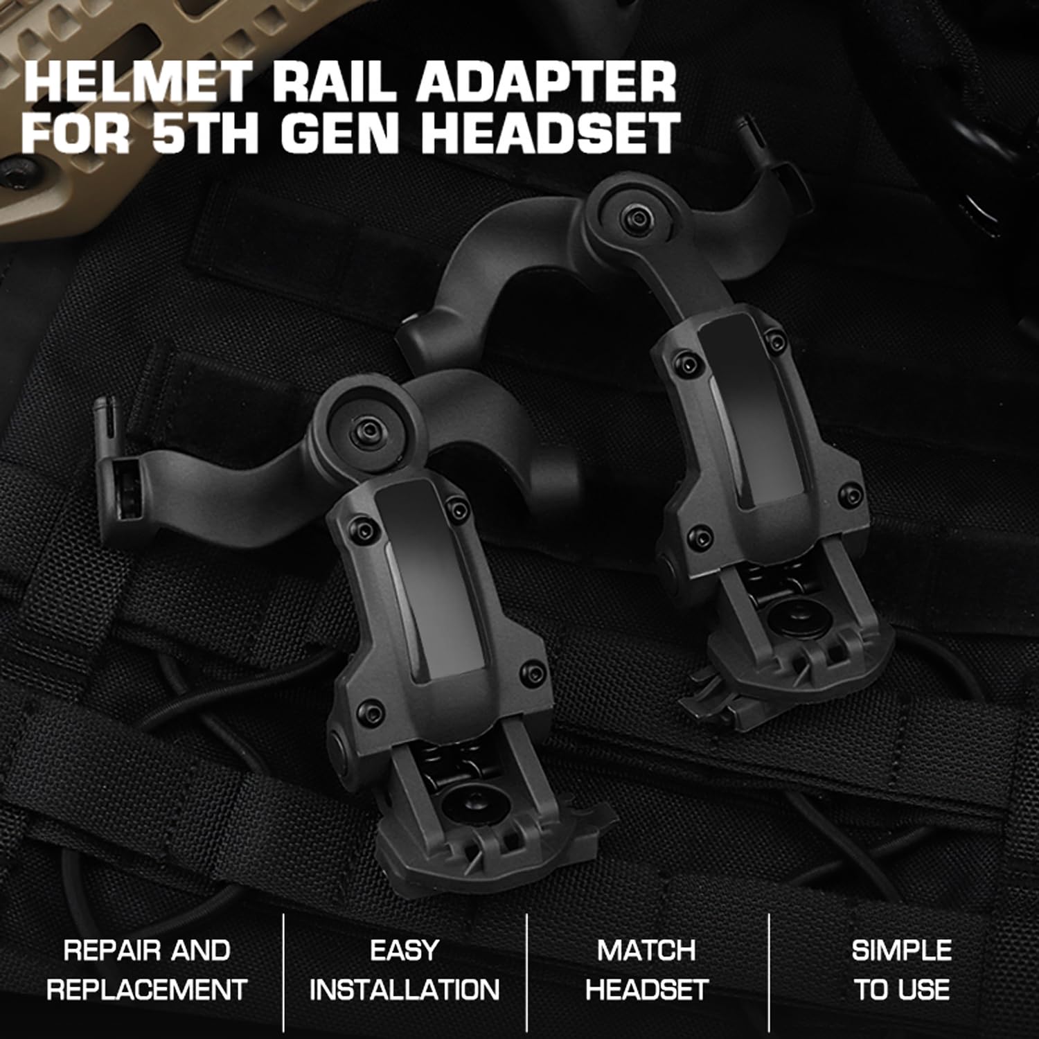 Zhongren Casque Rapide ARC Rail Adapter Tactique Pickup Headset Suspension Casque Support Multi-Angle Rotation pour Ops Core ARC & Team Wendym-Lok Rail, Support pour Casque de Chasse