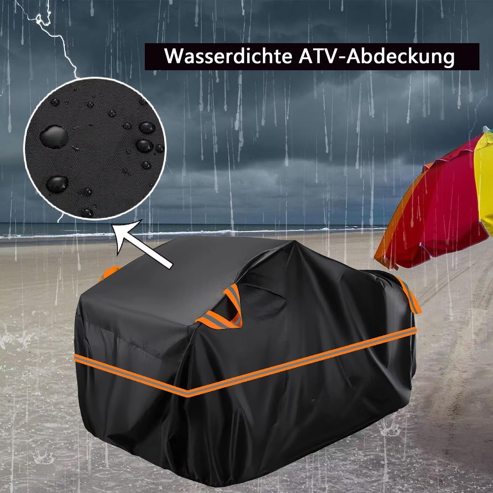 generisch ATV Quad abdeckplane kompatibel mit Segway AT10,ATV Quad Plane Geschützt vor Schnee, Sonne, Wird mit Einer Aufbewahrungstasche geliefert(Black Orange)