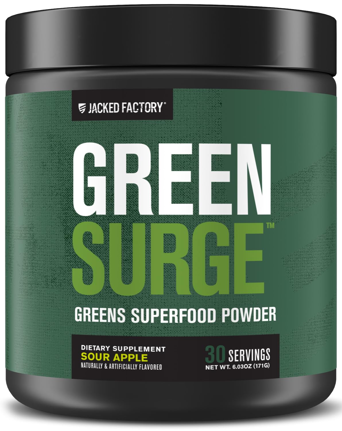 Jacked Factory Green Surge Green Superfood Powder- Keto Friendly Greens Drink w/Spirulina, Wheat & Barley Grass, Organic Greens - Green Tea Extract, Probiotics & Digestive Enzymes - Sour Apple