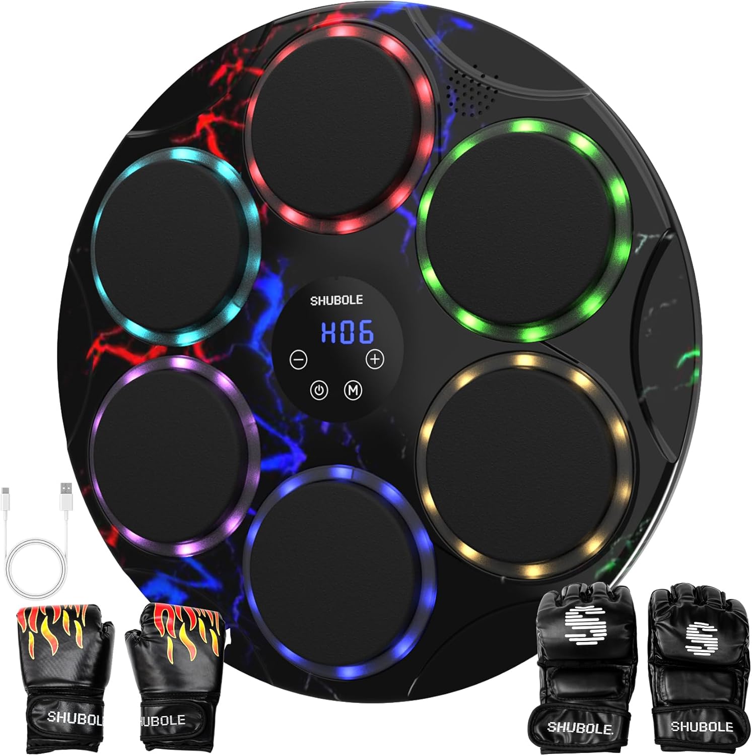 Music Boxing Machine with Gloves - Wall Mounted Punching Trainer for Adults & Kids, 9-Speed Punch Game, Wall Boxing Punching pad, 2025 Upgrade Gifts for Boys Age 6+