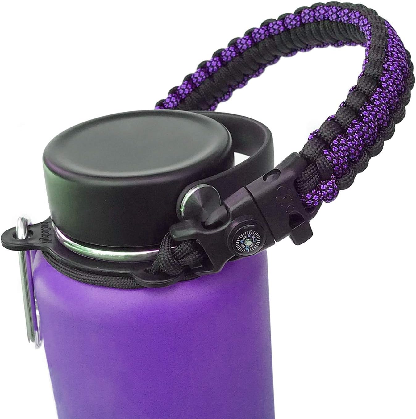 slolife Handle for Hydro Flask Water Bottle - Paracord Handle with Safety Ring Carabiner Strap Cord for Wide Mouth Bottle Multicolor 12-64oz