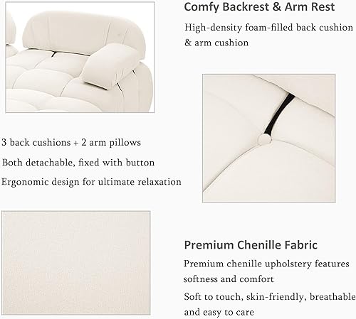 Miniatura 4 de Tmsan Sofá modular modular de felpilla de 96 pulgadas para sala de estar, moderno sofá en forma de L, combinación de diván reversible para