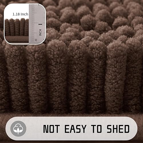 Miniatura 6 de Yimobra Alfombra de baño de felpilla de lujo, 47 x 24 pulgadas, lavable, suave y peluda, súper absorbente y gruesa, antideslizante, tapete de baño