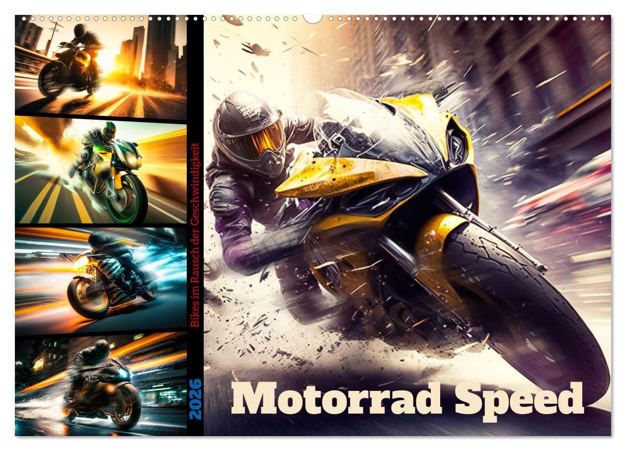 Motorrad Speed (Wandkalender 2026 DIN A2 quer), CALVENDO Monatskalender: Zwölf atemberaubende Motorradbilder im Rausch der Geschwindigkeit (CALVENDO Mobilitaet)
