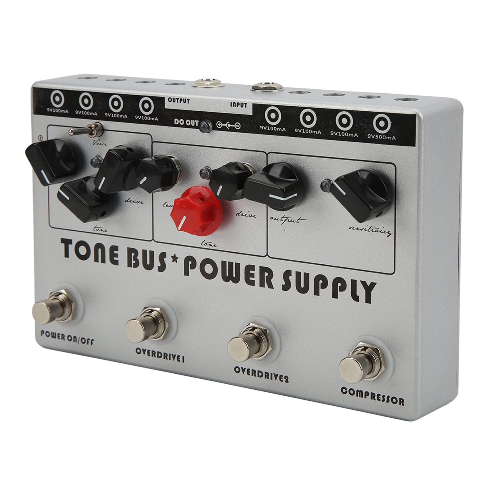 Multi Effect Processor Tone Multi Effect Procesor, Guitar Multi Effect Bus 8 Wyjściowe Zasilacz Guitar Combination Pedal Pedal Efekt Overdrive Tryb Niski Szczyt DC 9V Silver