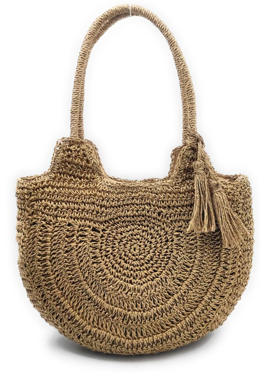Encarni Zapatería Bolso Mujer Verano | Bolso Rafia Mujer | Bolsos Tejidos Crochet - Moda Playa Verano 2024 - Bolsos de Playa de Paja