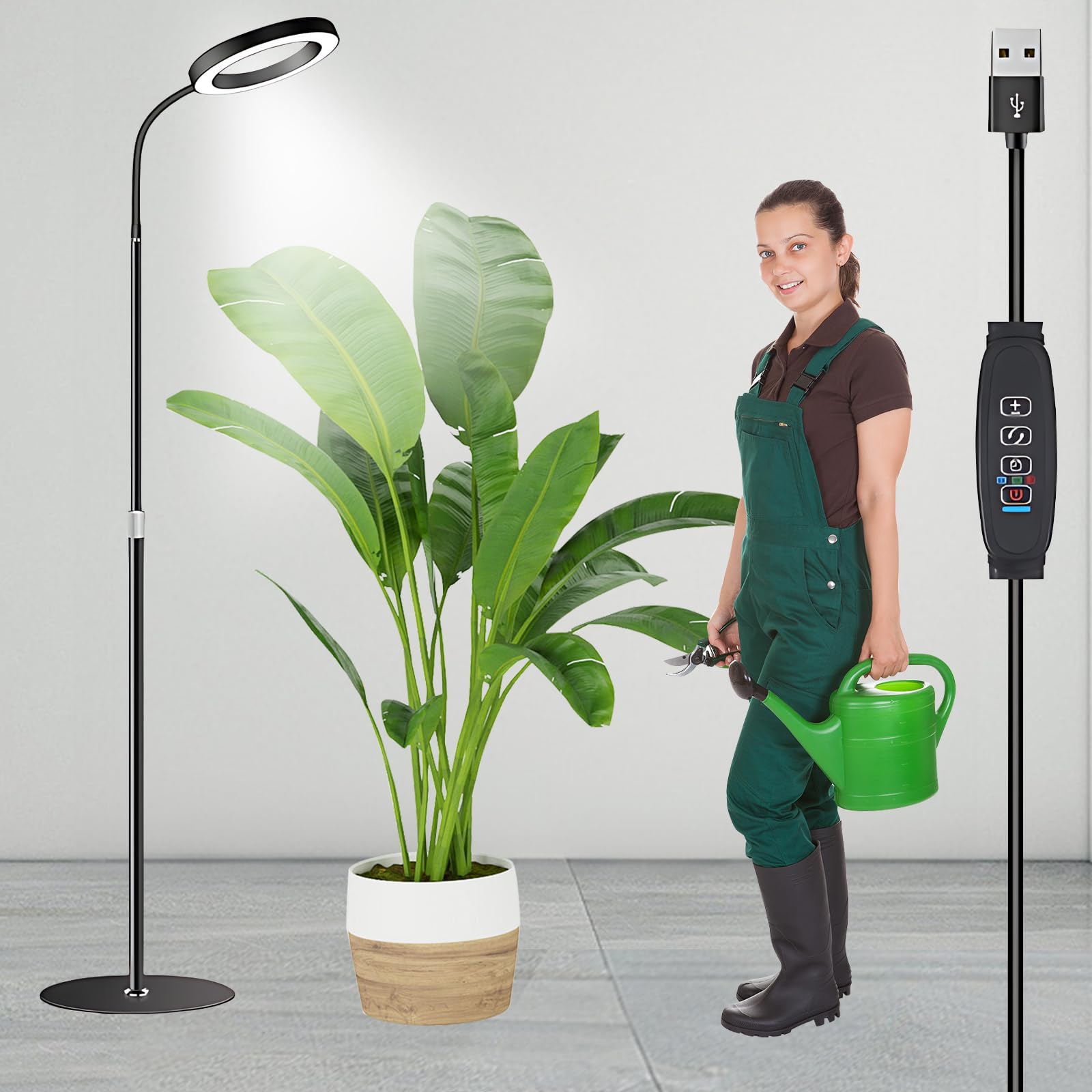 Rouzin Grow Lights for Indoor Plants - LED Grow Light Full Spectrum 72 LEDs Plant Lights mit Timer Function - Single Light