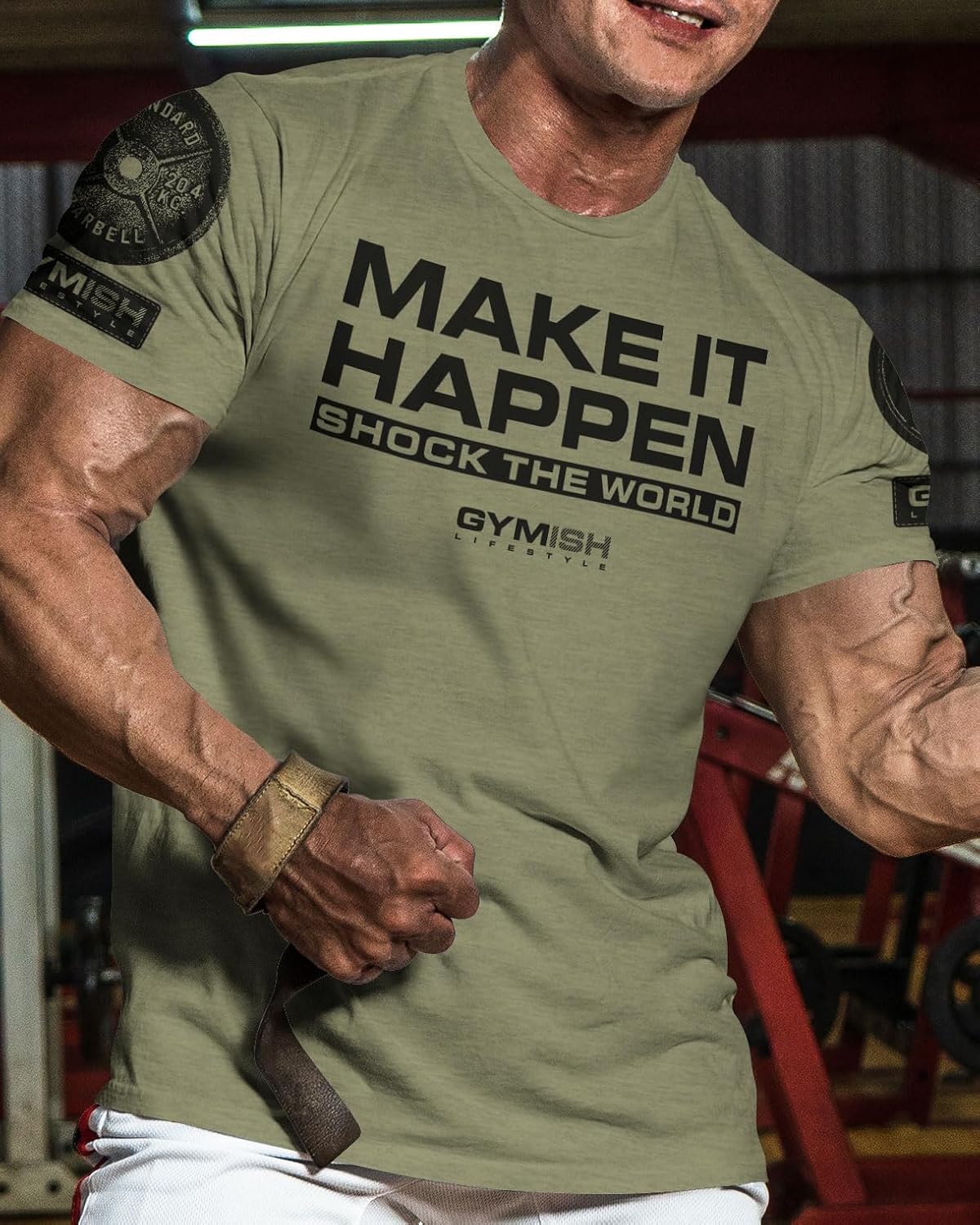 Shock The World Workout Men's Weightlifting T-Shirt for Bodybuilding