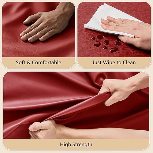 Miniatura 4 de ANMINY The Yard - Tela de piel sintética de vinilo para manualidades, manualidades, costura, hobby, taller, manualidades, billetera, cuadrado, 0.028