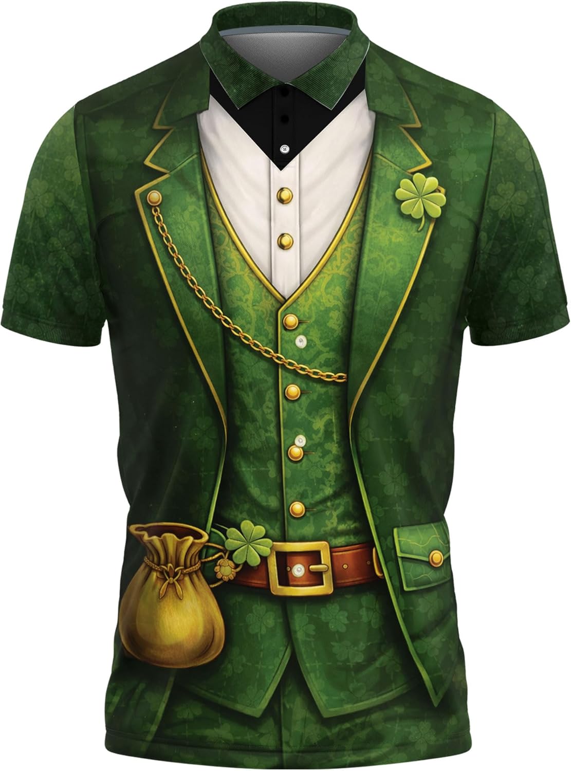 Green Shamrock Polo Shirts for Men - Patrick Day Short Sleeve Regular Fit Polo Shirts for Men Women Series 52