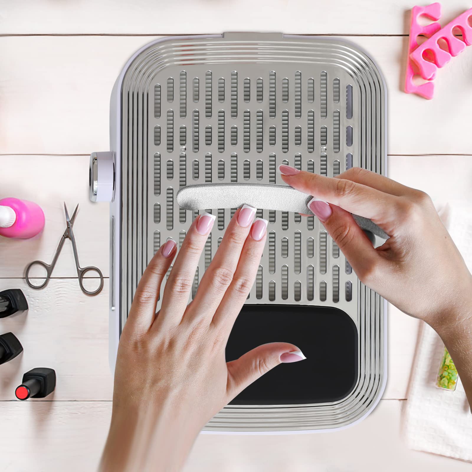 Aspirateur à Ongles 80W sans PoussièRe pour Perceuse Nettoyeur De D'Ongles Soufflant DéPoussiéReur D'Ongles Aspirateur Ongles Table IntéGré Manucure Poussiere Ongle Soins Professionnelle