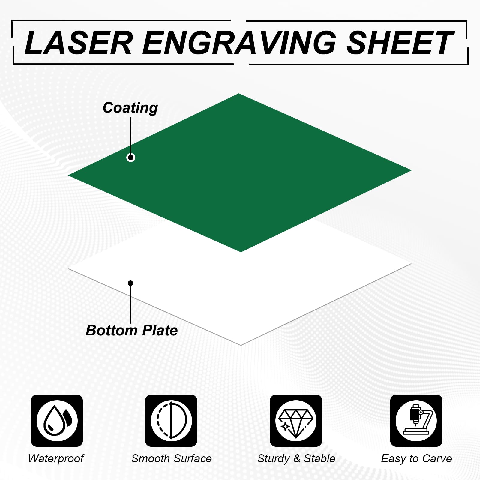 PATIKIL 4 Stück Lasergravurplatte 11.8x11.8 Zoll Doppelfarbige ABS Kunststoff Gravurplatte Material Für Tafel Individuelles Bastel Namensschild Büroetikett DIY Hellgrün/Weiß