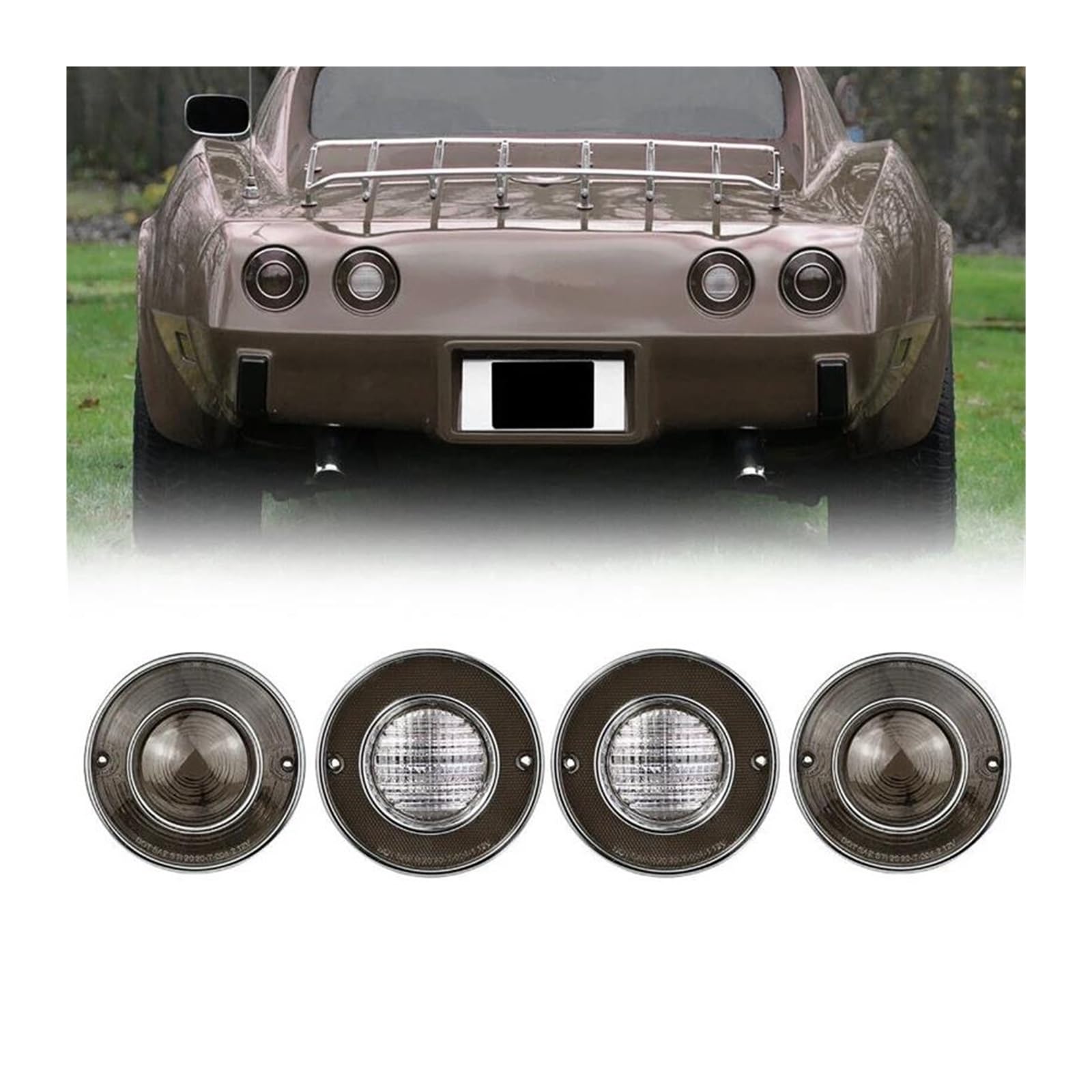 Faro Posteriore PER Corvette C3 1975-1979 4 Pezzi ABS Luci Posteriori Per Auto Freno Posteriore Senza Lampadine Fanale Posteriore Completo(Smoked Shell)
