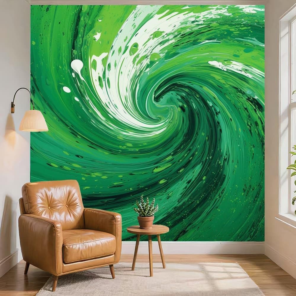 Panoramiczna tapeta 3D spiralna płyn artystyczna tapeta z włókniny fototapeta do salonu dziecięcego dekoracja sypialni zielony spersonalizowany nowoczesny plakat 250x175cm