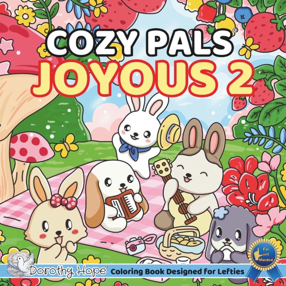 Cozy Pals JOYOUS 2 (Left-Handed Edition): Comfy Coloring Book for Left-Handed Adults and Teens Featuring Cute Adorable Bunnies in Joyous Moments (Bold & Simple, Cute & Easy) (COZY PALS Series)