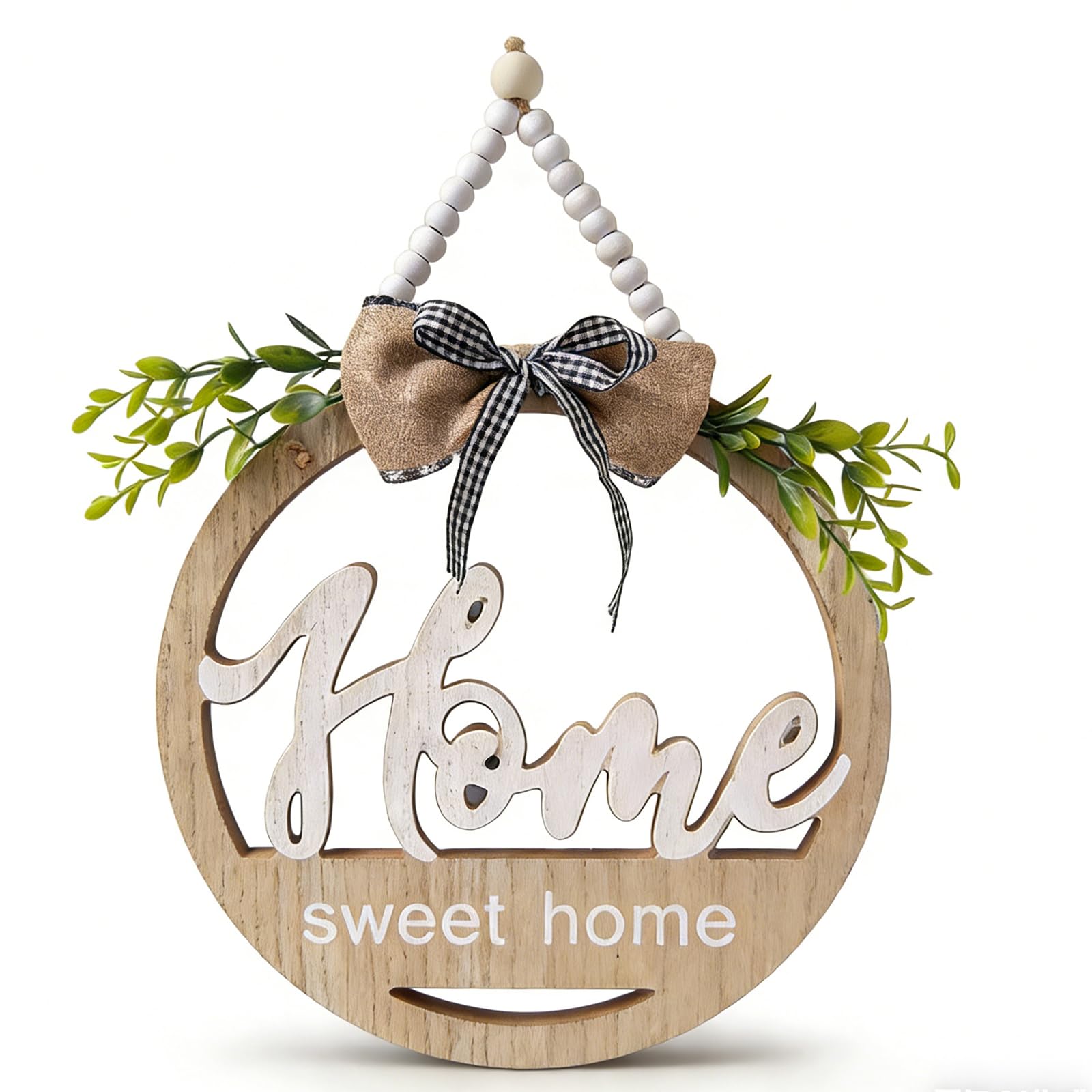Wooden Welcome Sign for Front Door - Farmhouse Style Rustic Home Decor with 3D Details, Durable Thickened Material (24x24cm) - Perfect New Home Gift
