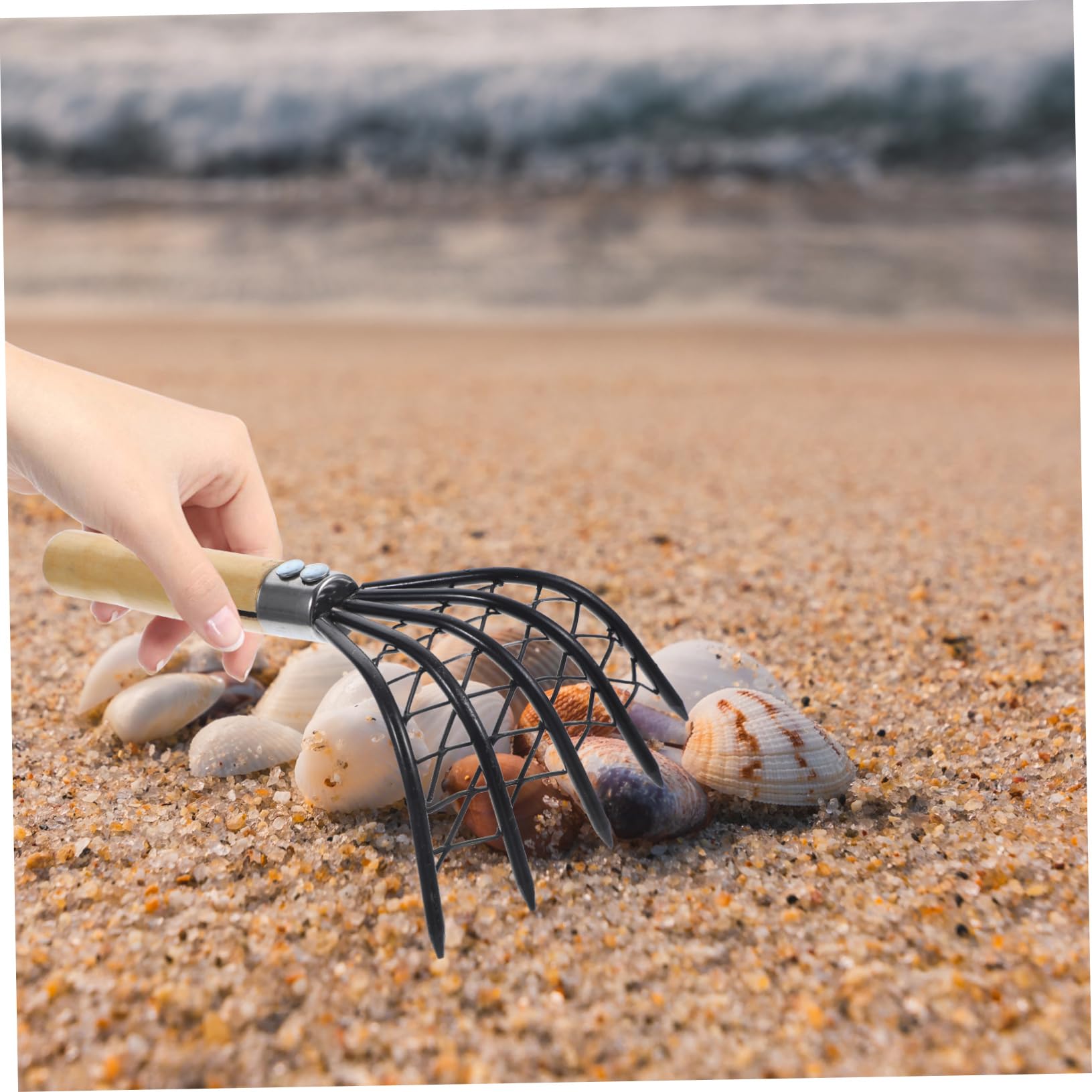 BESTonZON 2stücke Muschelrechen Mit Holzgriff Werkzeug Zum Ausgraben Von Muscheln Und Meeresfrüchten Für Strand Langlebig Und rutschfest Effizient Und Benutzerfreundlich