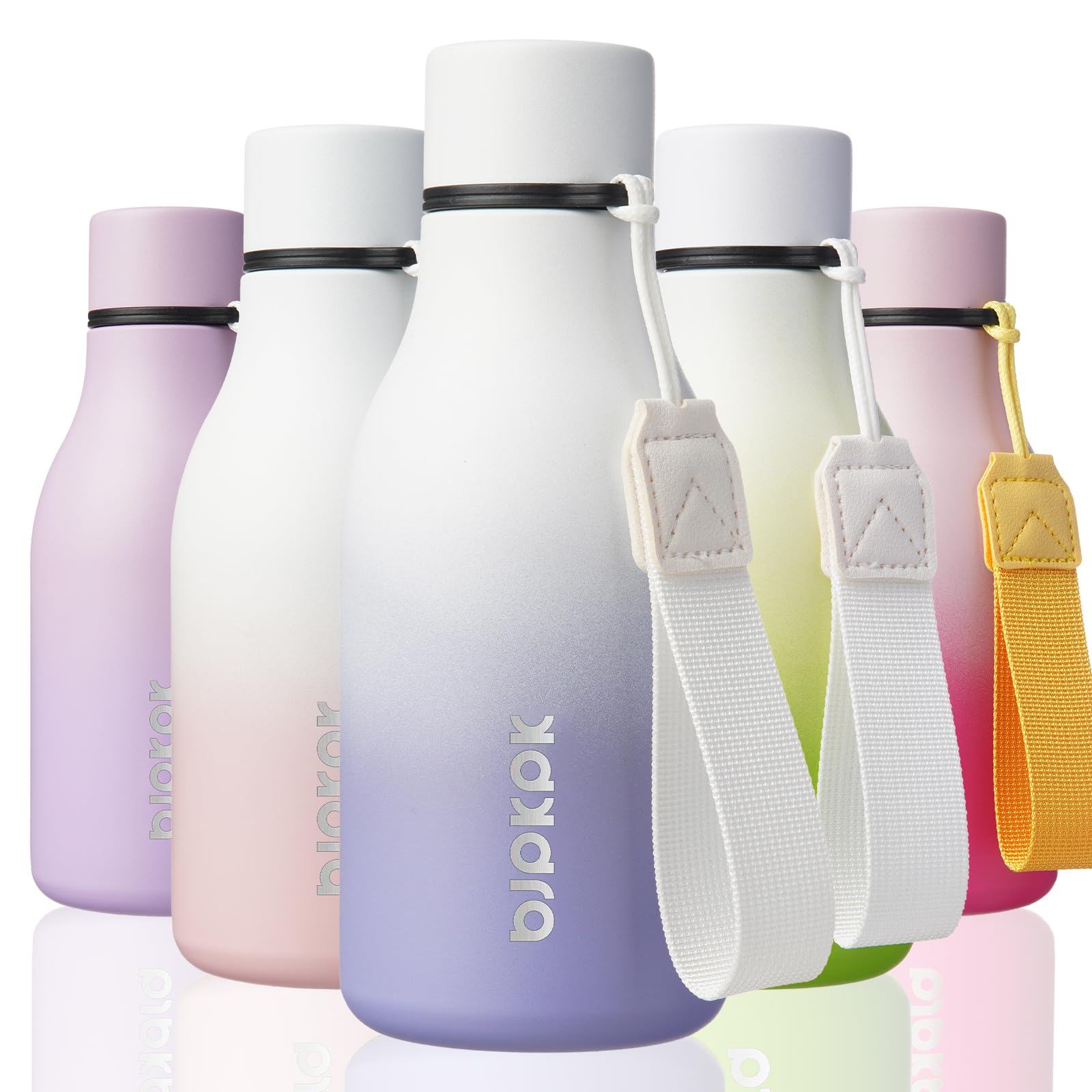 BJPKPK 12oz Insulated Water Bottle, Stainless Steel Bottle with Carry Strap | Keep Cold &amp; Hot Vacuum Insulation, Leak-Proof BPA-Free Design, Slim Bottle Fits Most Cup Holders for Gym, Office &amp; Travel