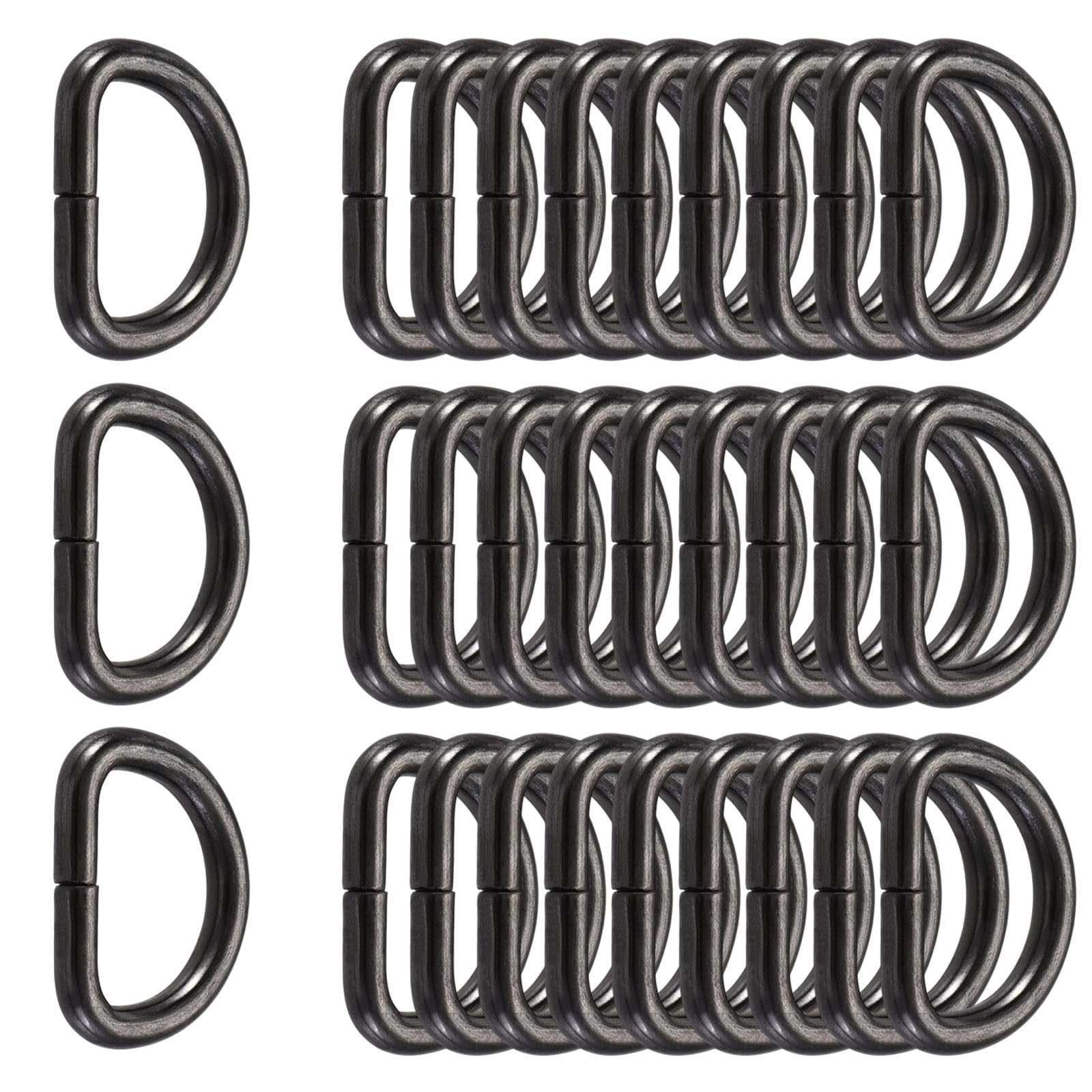 Metal D Rings, D Ring Buckle, D Ring Metal D Rings, 30 Pieces 25mm Metal D-Ring Buckle for Collars, Carabiners, Straps, Backpack and DIY Accessories, Black