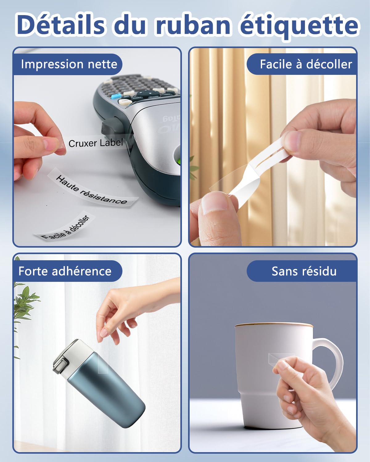 Lot de 20 Ruban Compatible Dymo Letra Tag 16952 Noir sur Transparent 12mm