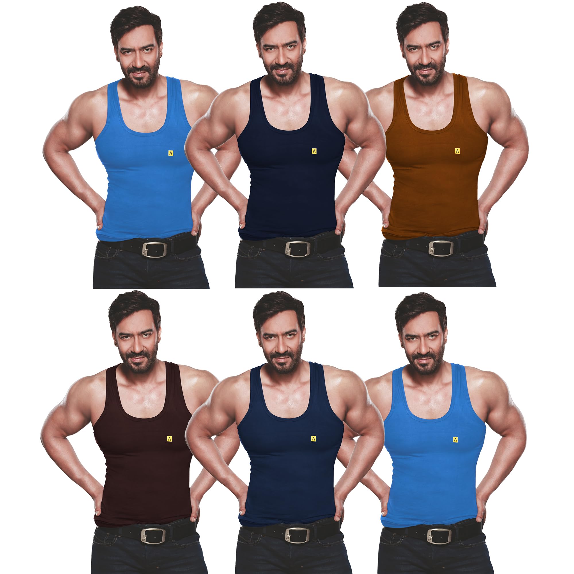 amul comfy Men's Plain Cotton Multi Colour Sleeveless Vest Pack of 6 (Assorted Colours May Vary)-picture-47