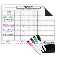 Magnetic Chore Chart for Adults - Dry Erase Schedule Board for Multiple Kids, Toddlers, Teenagers, Adults - Includes 4 Markers and Eraser (White)
