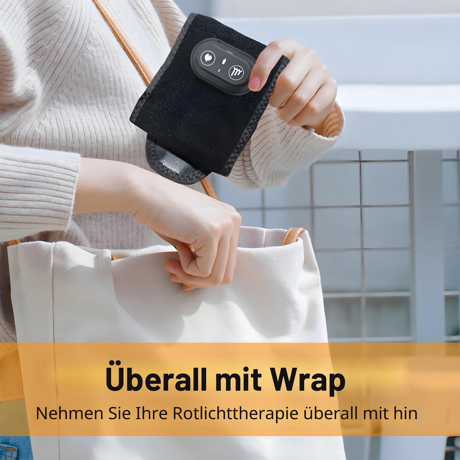 Neroos Flow Karpaltunnel, 660 nm Rotlicht und 880 nm Infrarotlicht Handgelenkmassagegerät mit 3 Wärmestufen, Touch-Steuerung mit automatischer Abschaltung für Büro, Zuhause