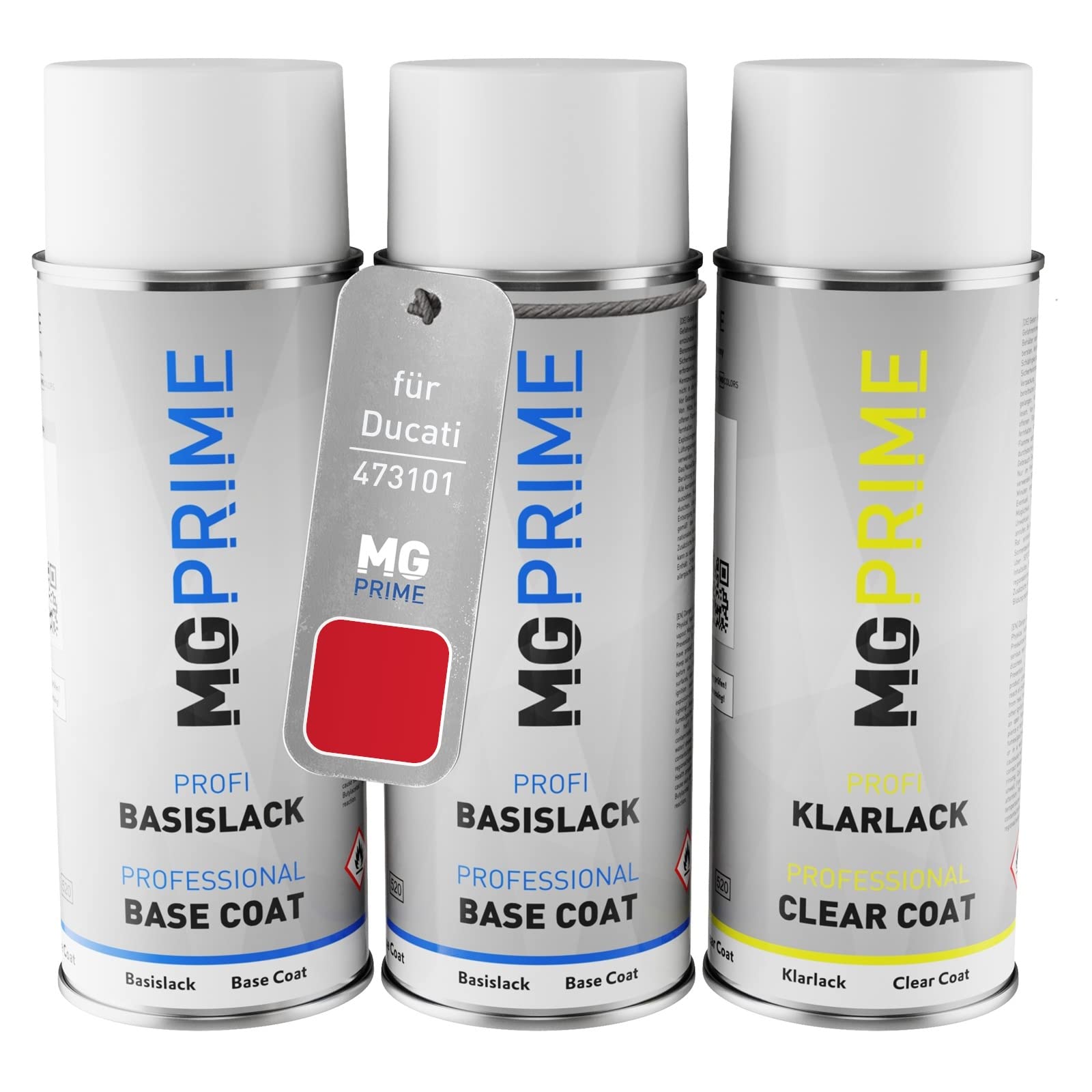 MG PRIME Vernice per moto Kit di bombolette a spruzzo per Ducati 473101 Rosso Bomboletta spray da 400ml di vernice di fondo vernice di base vernice trasparente
