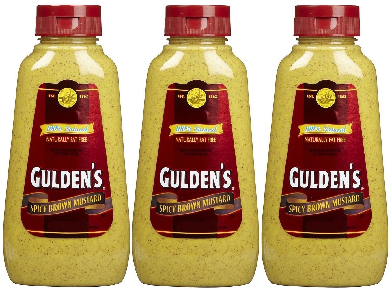 Gulden's Spicy Brown Mustard 8oz Bottles Pack of 3 - #1 Grade Seeds, Bold Flavor Since 1869