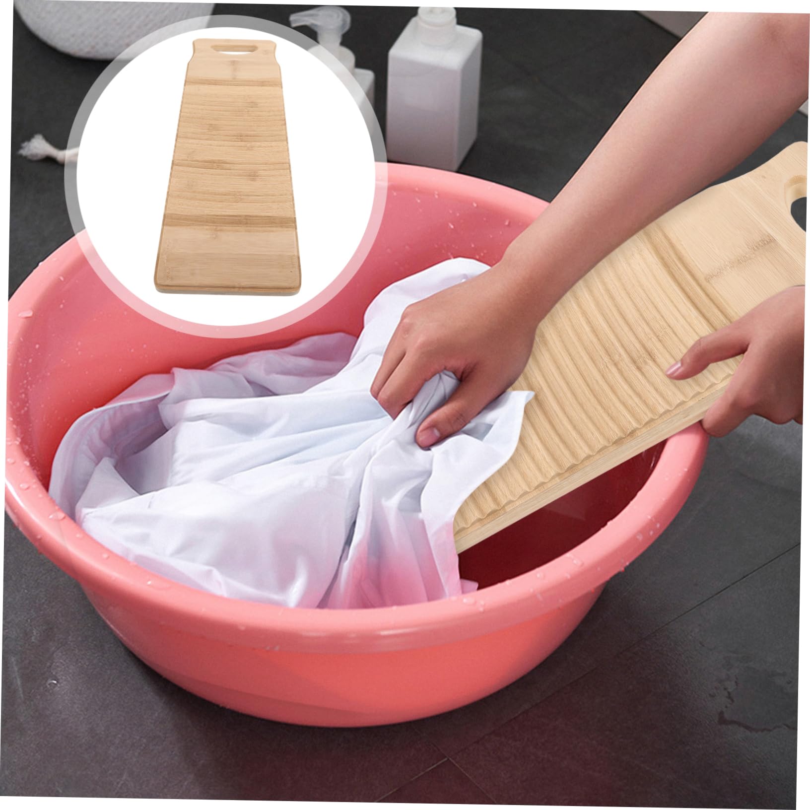 COLLBATH ASSE per Lavare in bambù Ispessito ASSE per Lavare Bucato Antiscivolo 60 Cm