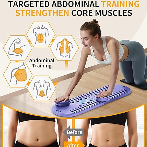 Miniatura 7 de 7-in-1 Pilates Reformer Board, Portable Pilates Board Foldable Pilates Reformer Equipment with Timer for Home Workouts with Resistance Bands Core
