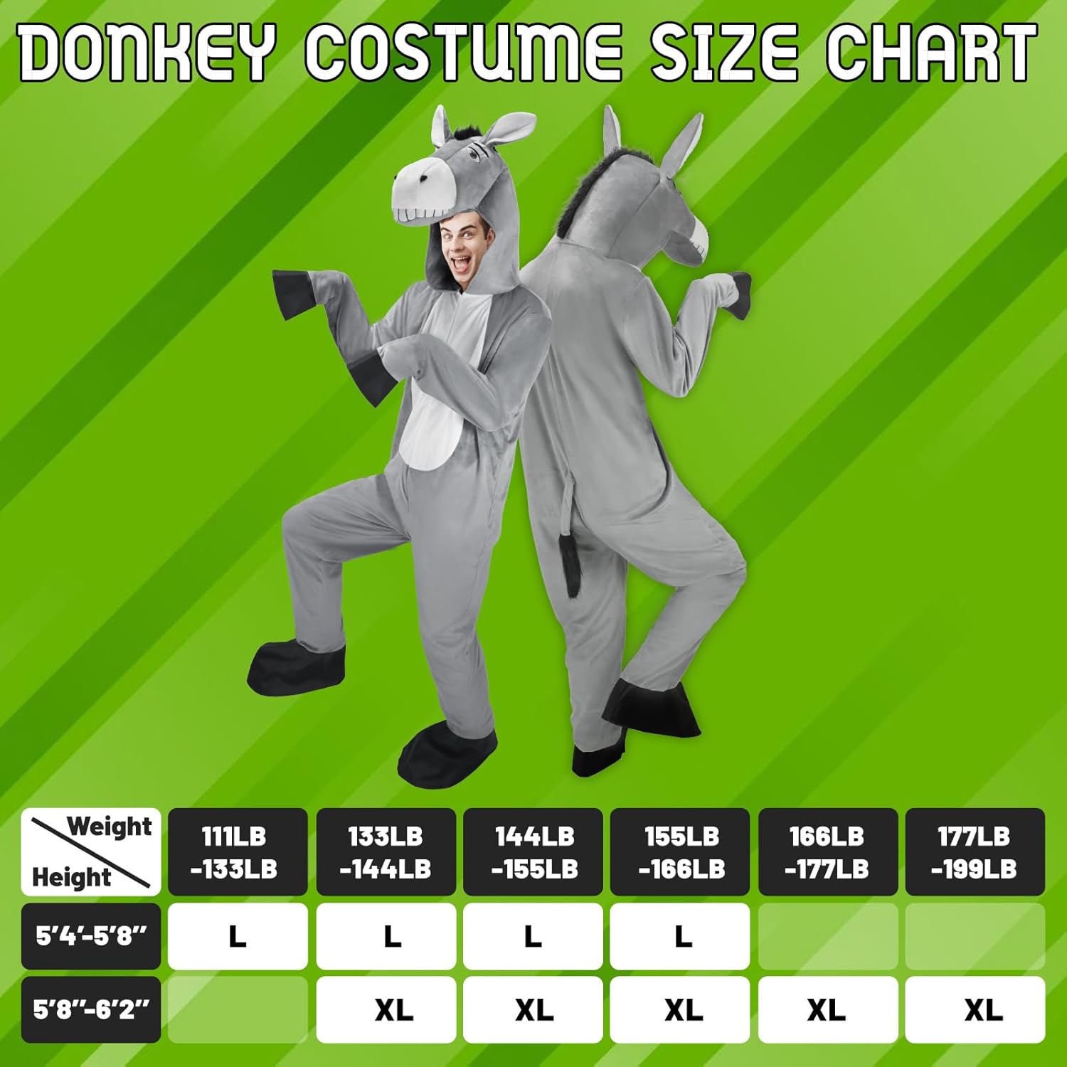 Hooded Donkey Costume for Adult, Gray Donkey Jumpsuit, Farm Animal Costume Halloween Cosplay Outfit - Image 5