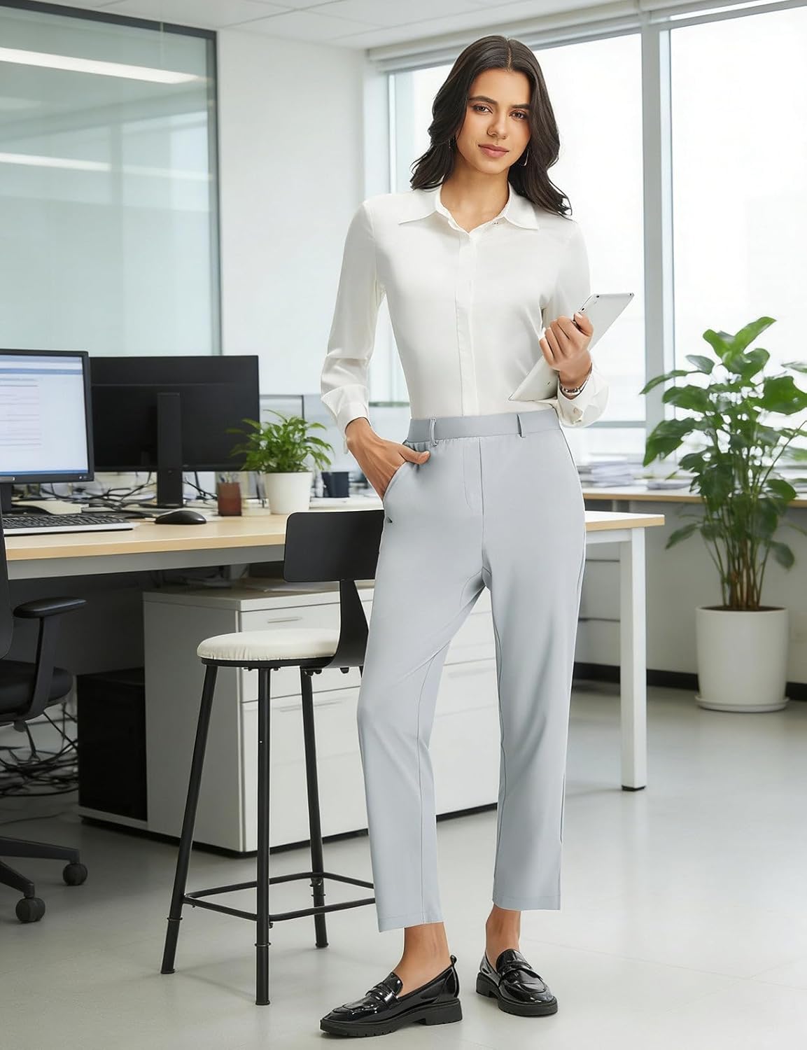 baleaf Women's Golf Pants with Belt Loop Deep Pockets Stretch Travel Casual Work Petite Ankle Slacks Lightweight - Image 3