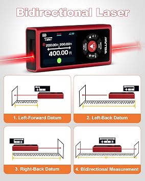 Dual Laser Measuring Tool 393Ft/120M, Bilateral Laser Measure Tool Rechargeable, Laser Distance Measure with 1/8 Accuracy, Dual Laser Measurement Tool with Level, Angle Sensor, Magnetic Back