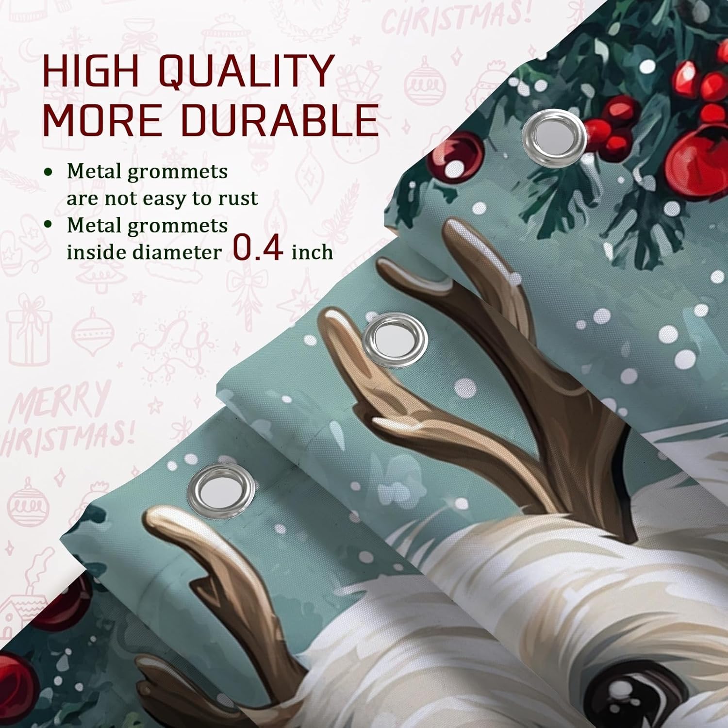 4PCS Winter Christmas Maltese Dog Bathroom Sets, Bath with Non-Slip Rug, U Shape Toilet Lid Cover Mat, Snowman Xmas Puppy Pet Bathroom Decor-72''x72''