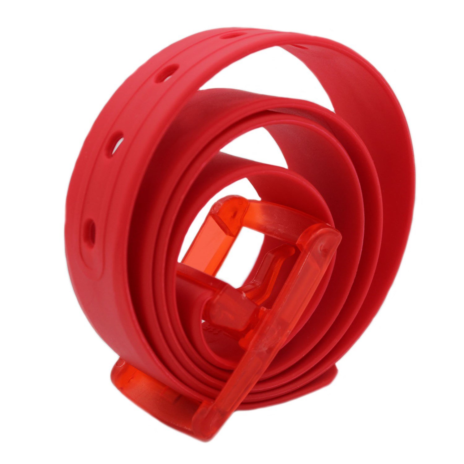 MESHIKAIER Candy Colour Unisex Adjustable Rubber Silicone Belt with Plastic Buckle (Red)