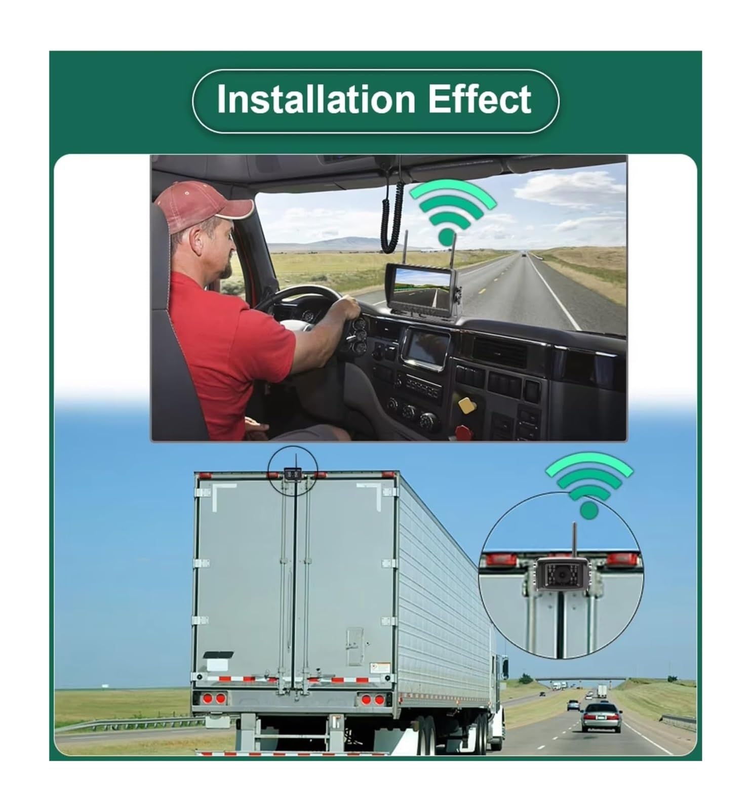 Grabadora DVR Digital Inalámbrica AHD 10'' Cámara Respaldo WiFi para Camiones Remolques Autobuses Autocaravanas Camionetas Cámara de Respaldo(Add 1 Camera,No SD Card)