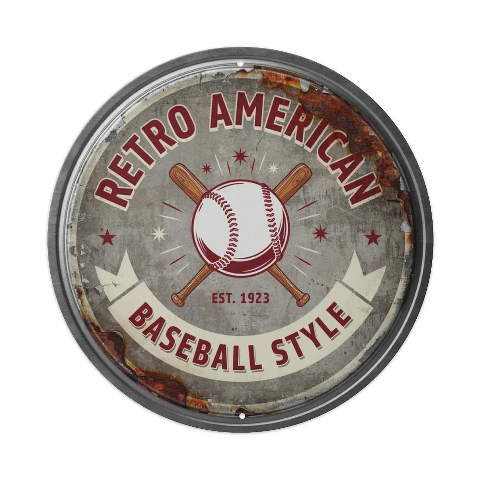 Retro American Baseball Style. Metal Tin Sign Plaque