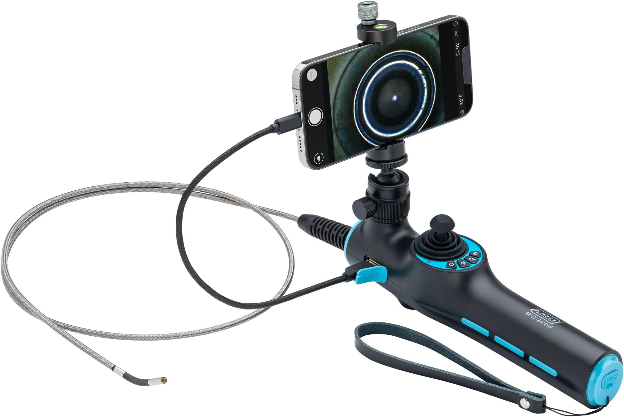 HAZET 4812 HD Video Endoscope with 360° Swivel Probe Diameter 0.5