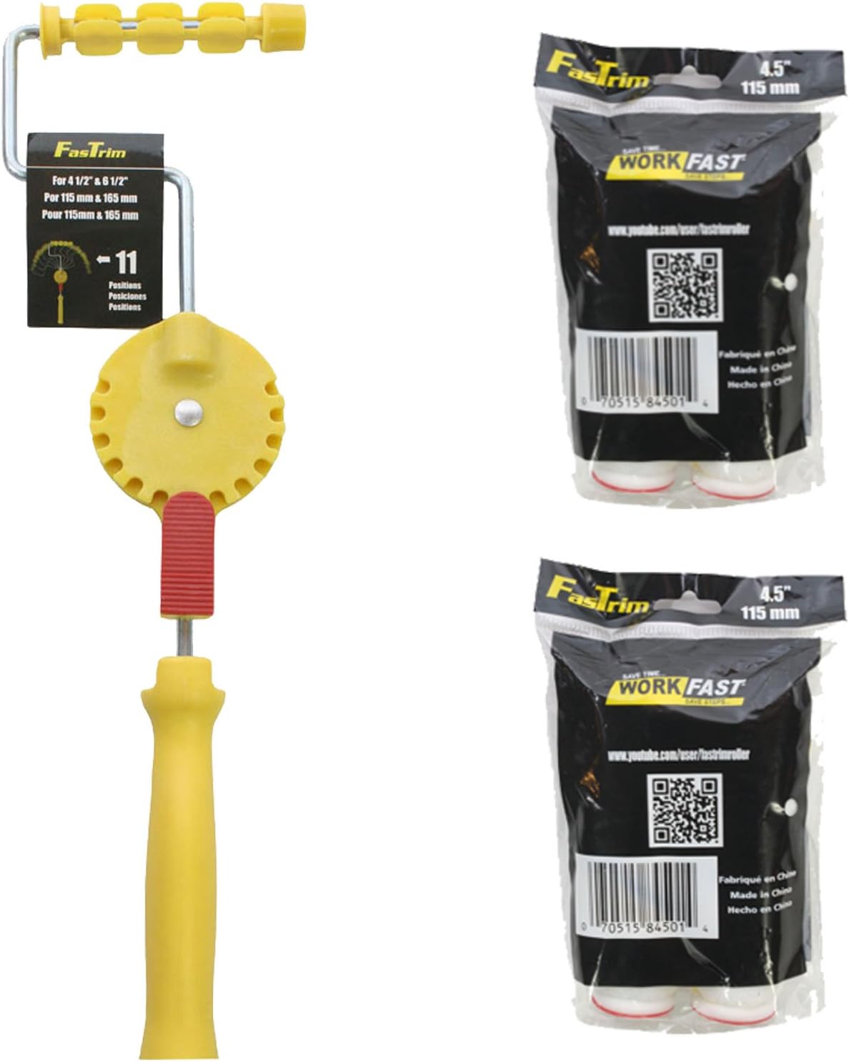 FasTrim Paint Roller, Edger, Starter Kit, 5 Piece, 11 Position Adjustable Handle, 10mm Fiber Roller Cover