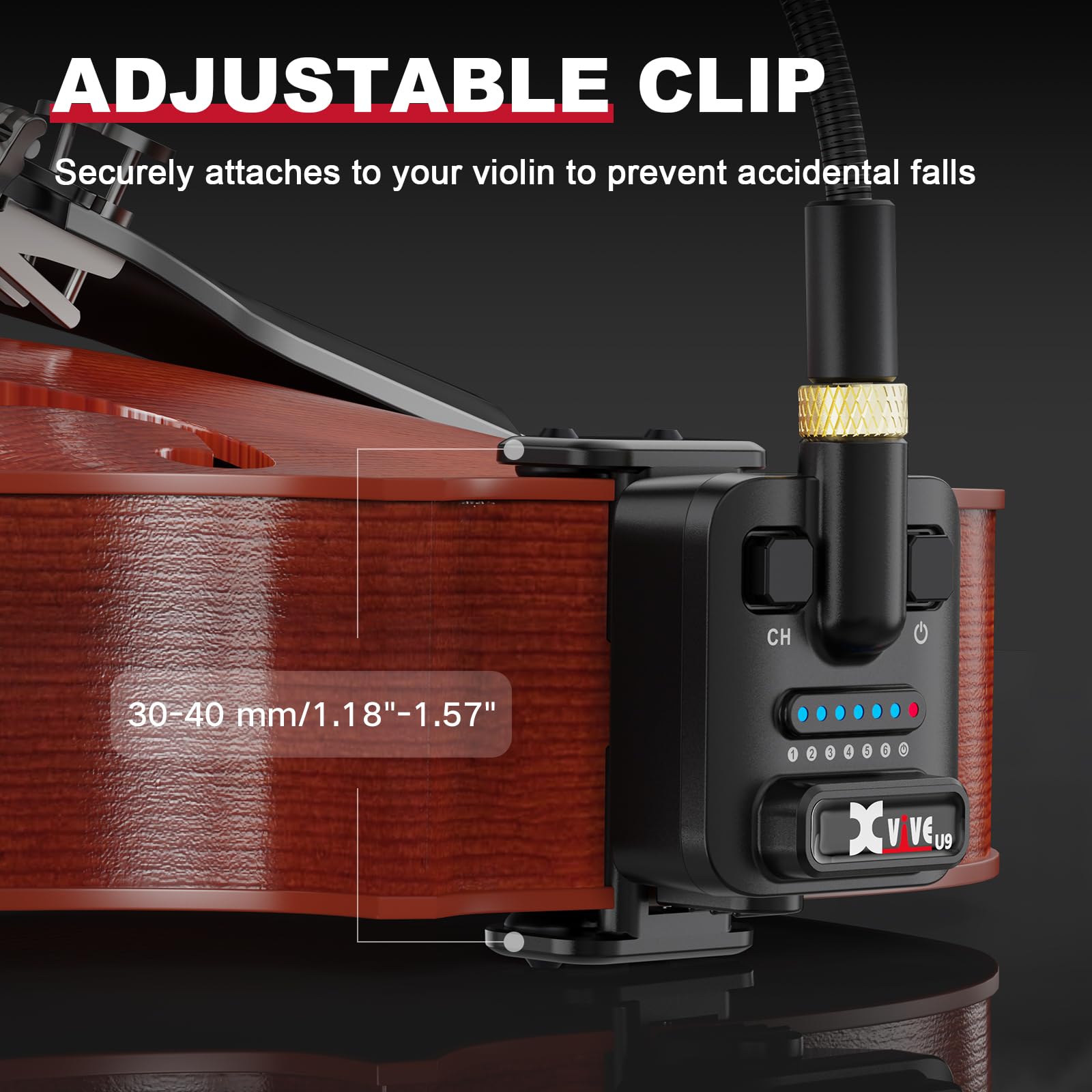 Xvive U9 Système sans fil pour violon avec émetteur et récepteur 2,4 GHz