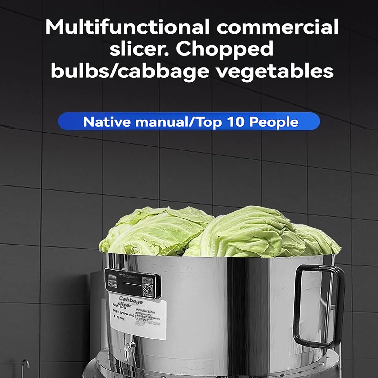 Trituratore elettrico commerciale per alimenti, uscita 100kg/h, spessore regolabile 1-5mm, facile smontaggio per una preparazione rapida della cucina, ampio scivolo di alimentazione