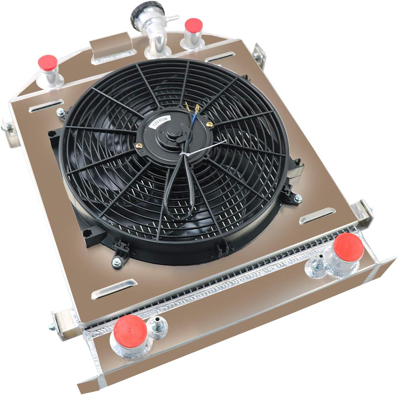 4 Row Aluminum Radiator + Shroud + Fan + Relay For 28-29 Ford Model A 3.3L l4 GAS