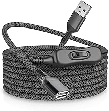 RUXELY Cavo di Prolunga USB con Interruttore,Connettore di tipo A Maschio a Femmina, Cavo di Prolunga con Interruttore ON/OFF per Supporto (dati ed energia) per Lampada LED USB,Tastier
