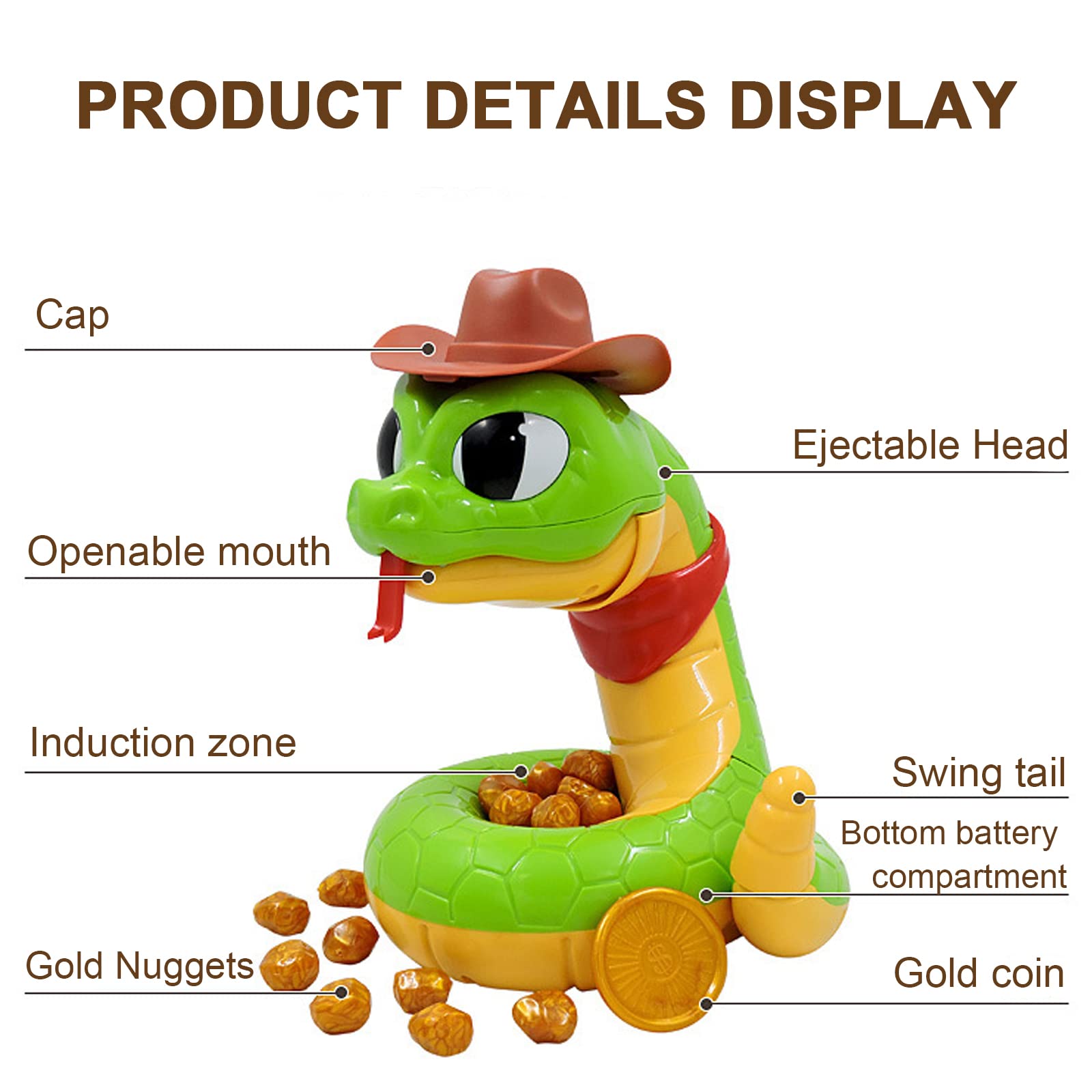 MasYosh Rattle Heist Snake Game for Adults Kids Horror Decompression Snake Toys, Induction Trigger Fake Hungry Snake Toys - Image 4