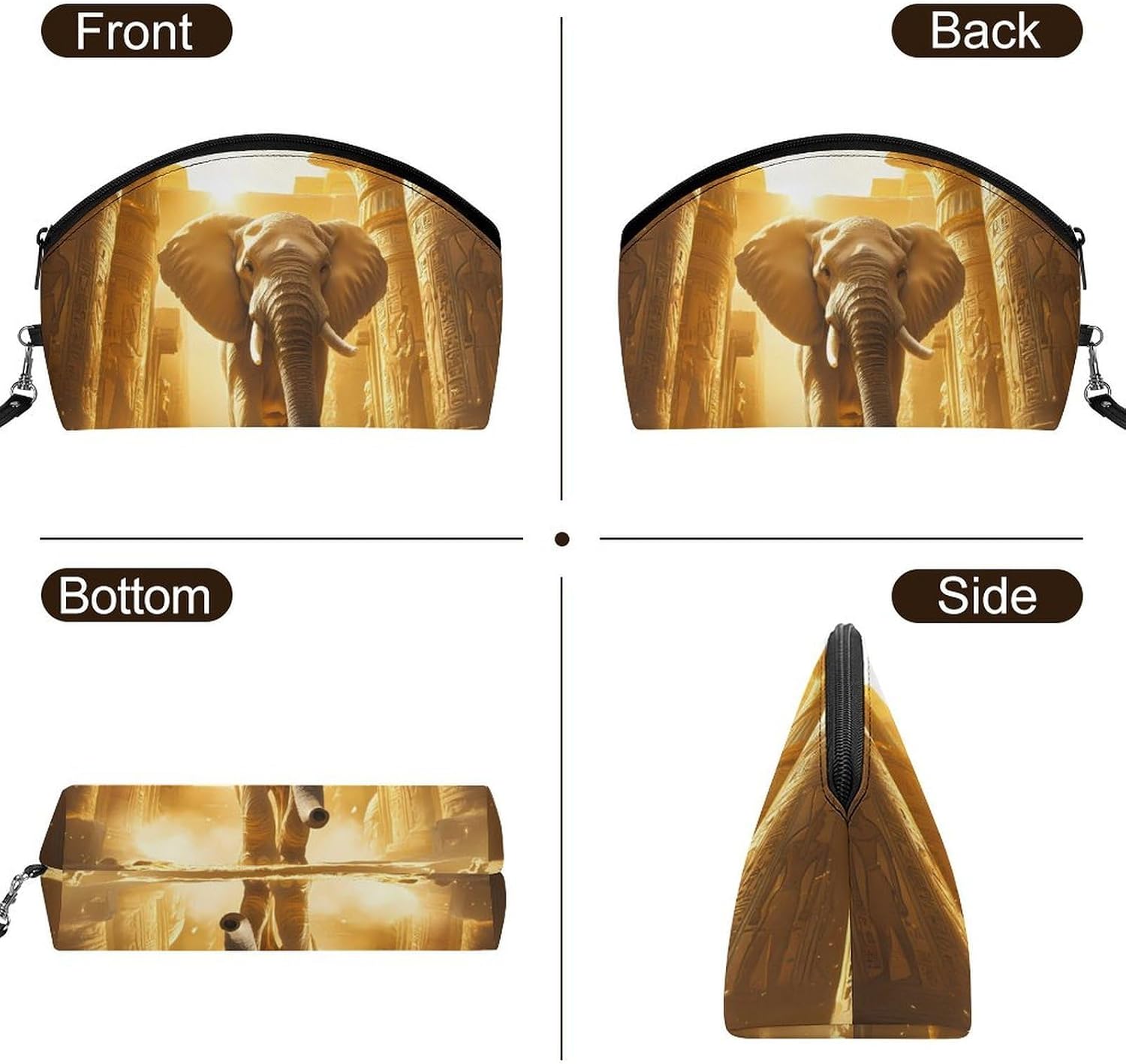 Ancient Egypt Elephant Travel Small Makeup Bag for Purse image 3